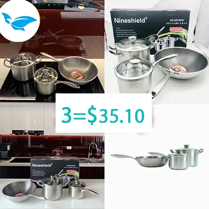 KH 3 Piece Saucepan Set Stainless Steel - KH